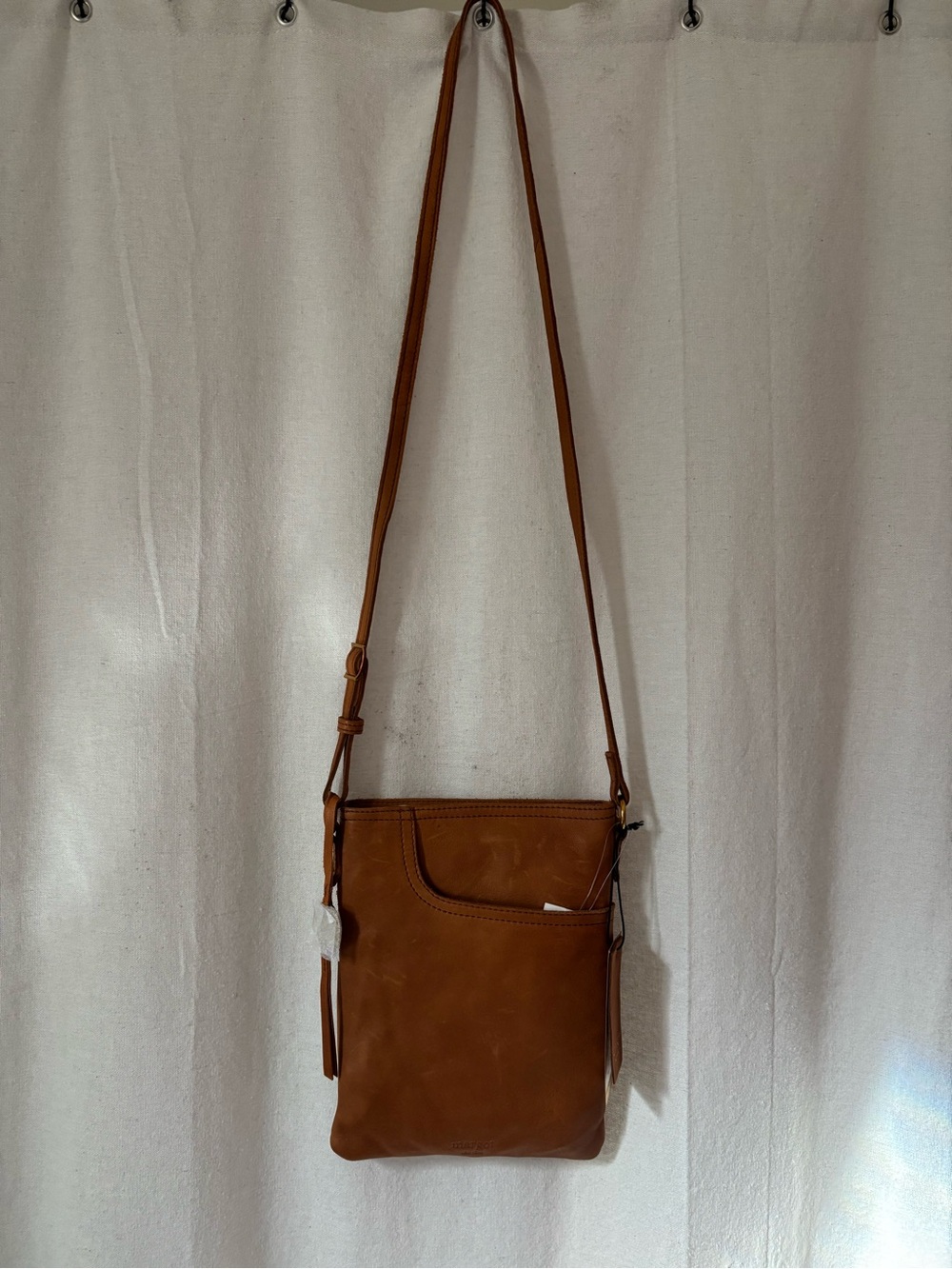 MARGOT New York NWT Sleek Brown Leather Crossbody Bag with Slim Front Pocket